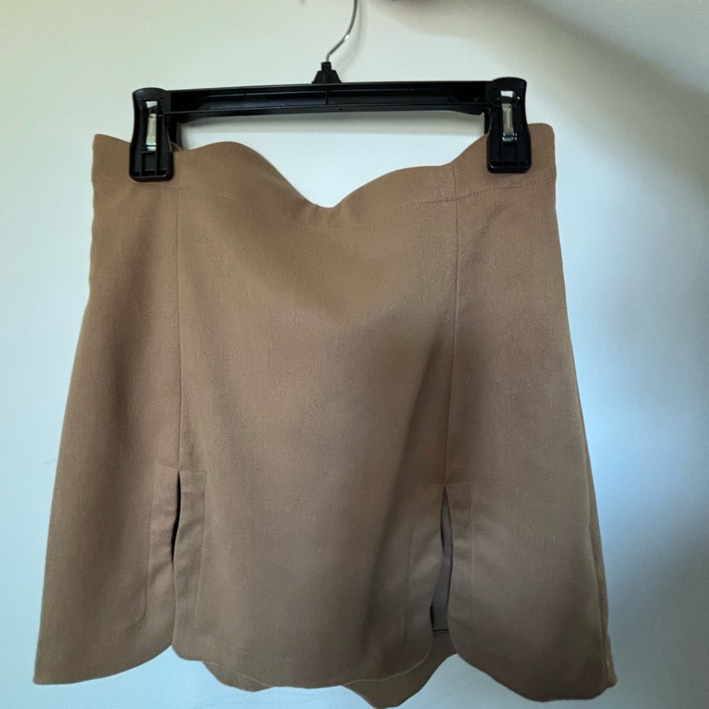 FBC Tan L-A-B-1-A Scalloped Hem Skirt